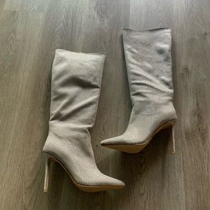 billini emarie all over diamante crystal statement stiletto high heel boots Sz 6